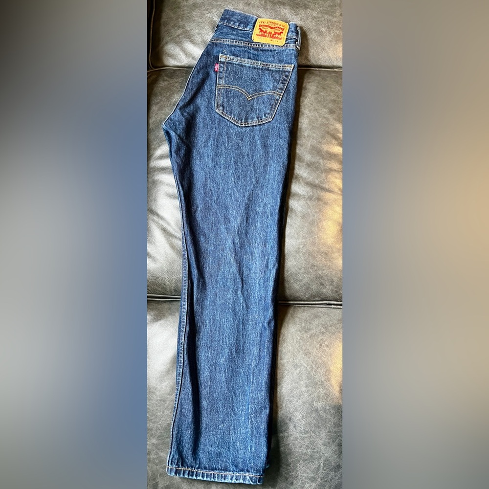 Levi's 505 Men's Straight Jeans - Dark Blue 34-30 - Picture 3 of 5
